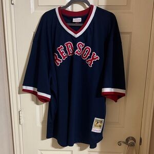 Mitchell & Ness Navy Red Sox Jersey Top with Red & White Trim